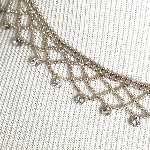 EUC Givenchy G Logo Mesh Rhinestone Choker Y2k 2000s Era Bridal Collar Silver - Picture 4 of 10